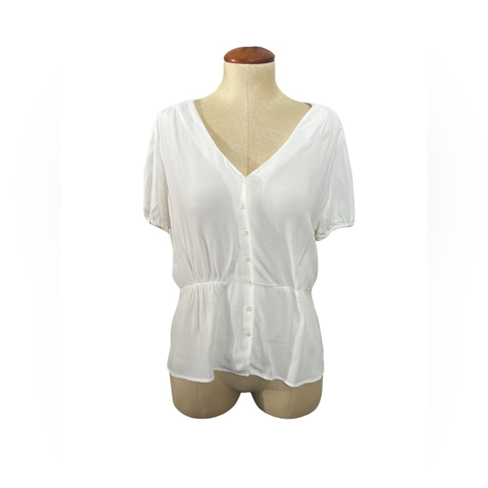 J. Crew Button-up Peplum Short Sleeve Blouse Size Small